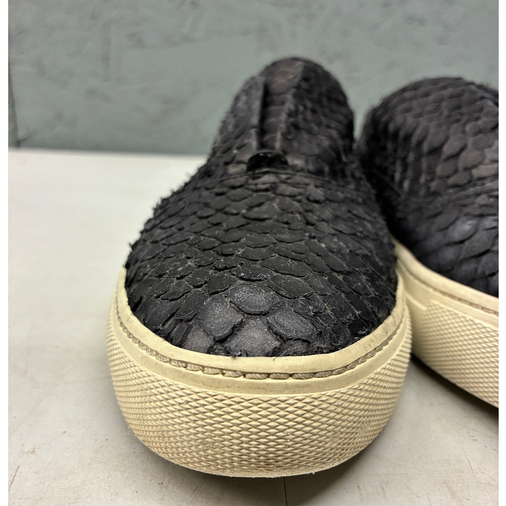 Vince Blair Snakeskin Slip On Women's 7.5 Black Leather Platform Luxe Sneaker - Picture 7 of 15